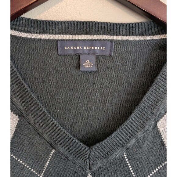 Banana Republic Size XL Silk Sweater Vest Mens Argyle Cashmere Sleeveless S Knit - Picture 2 of 5